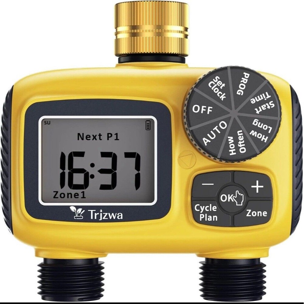Sprinkler Timer Outdoor with Brass Swivel Water Timer for Garden Hose 2 Zone ...